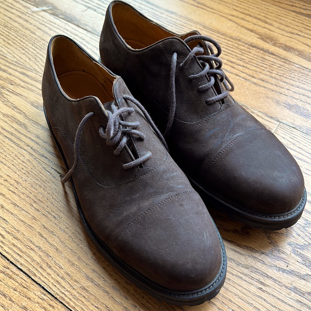 Cole-Haan Mens waterproof Brown Suede lace up shoes 10 1/2